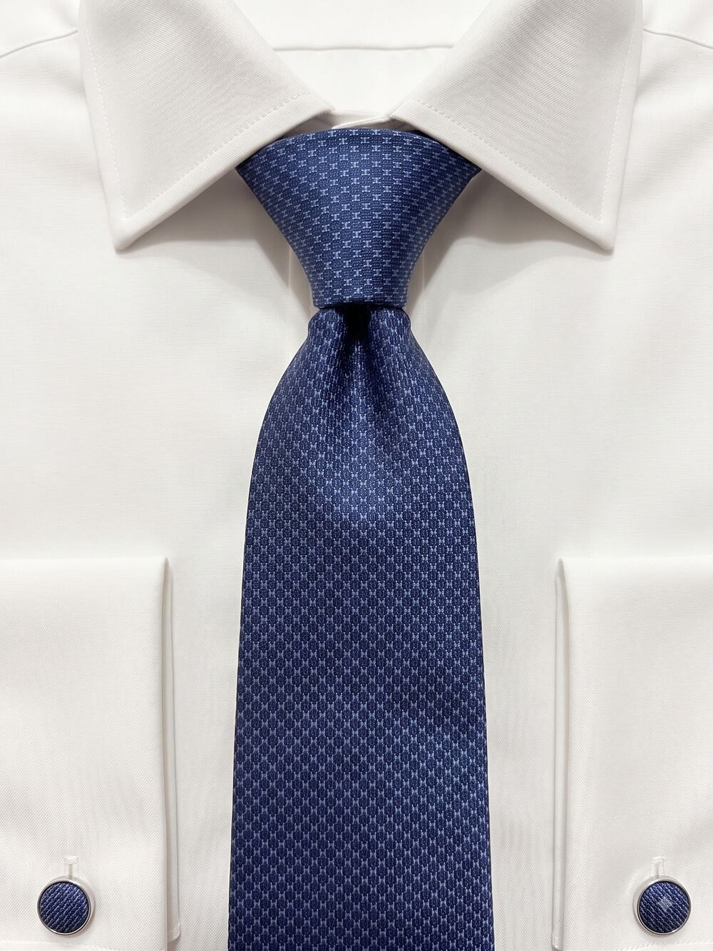 Hermès Paris Slate Blue Geometric "H" Motif 100% Silk Necktie